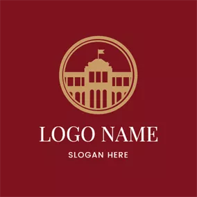 Government Logo Yellow Circle and Government Building logo design