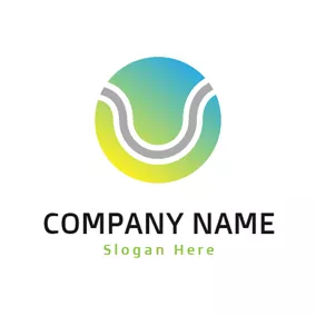 Logótipo U Yellow Circle and Gray Letter U logo design