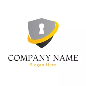 Abstract Logo Yellow Circle and Gray Shield logo design