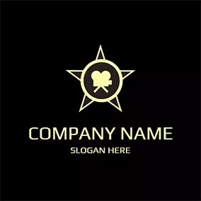 Cinema Logo Yellow Circle and Projector logo design