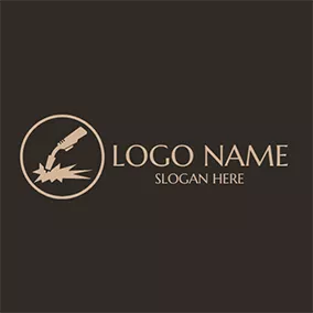 Spark Logo Yellow Circle and Welding Torch logo design
