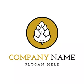 Bar Logo Yellow Circle and White Barley logo design