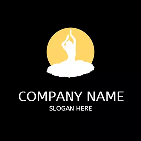 Logo De La Danse Yellow Circle and White Dancer logo design