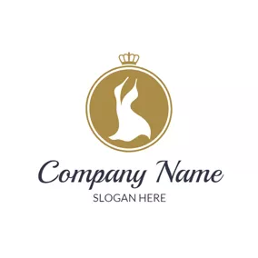 Fashion & Beauty Logo Yellow Circle and White Dress logo design