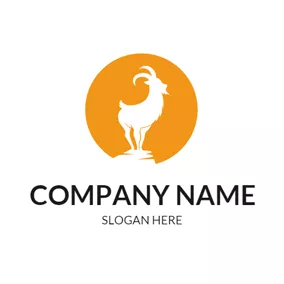 Zodiac Logo Yellow Circle and White Goat logo design