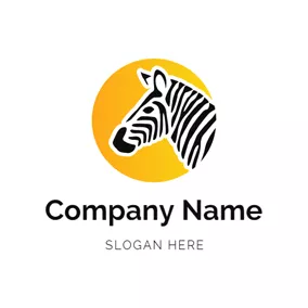 Zebra Logo Yellow Circle and Zebra Head logo design