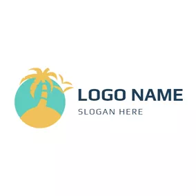 Strand Logo Yellow Coconut and Beach logo design