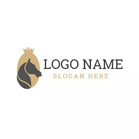 Prince Logo Yellow Crown and Black Horse logo design