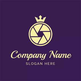Camera Logo Yellow Crown and Camera Lens logo design