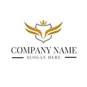 Emblem Logo Yellow Crown and Wing logo design
