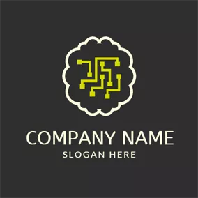 IT Logo Yellow Electronic Circuit logo design