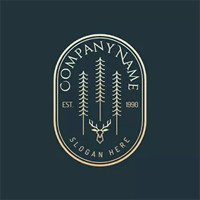 Forest Logo Yellow Elk and Trees logo design