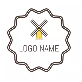 Agriculture Logo Yellow Encircled Windmill logo design