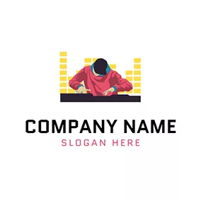 DJ Logo Yellow Equalizer and Red DJ logo design