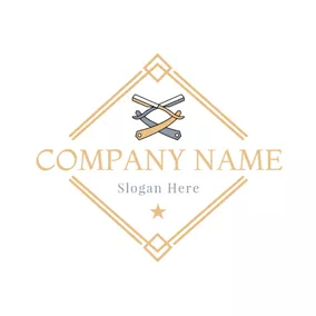 Razor Logo Yellow Frame and Blue Razor logo design