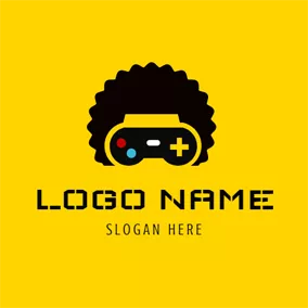 Gaming - Yellow Gamepad & Black Hair logo design