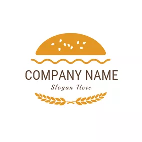 Catering Logo Yellow Hamburger and Wheat logo design