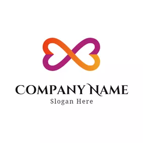 Emblem Logo Yellow Heart Shape and Infinity logo design