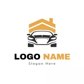 Car & Auto Logo Yellow House and Black Car logo design