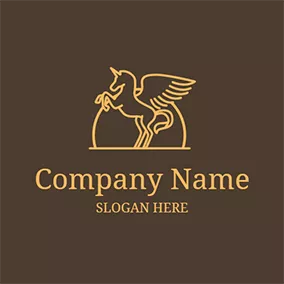 ユニコーンロゴ Yellow Jumping Unicorn Icon logo design