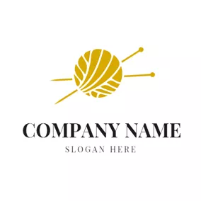Knitting Logo Yellow Knitting Needle and Clew logo design
