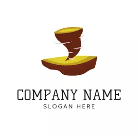 Tornado Logo Yellow Land and Hurricane logo design