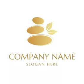 Stone Logo Yellow Leaf and Stone logo design