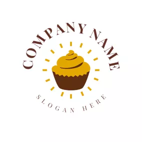 カップケーキロゴ Yellow Light and Cupcake logo design