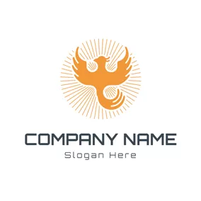 鳳凰Logo Yellow Light and Phoenix Outline logo design