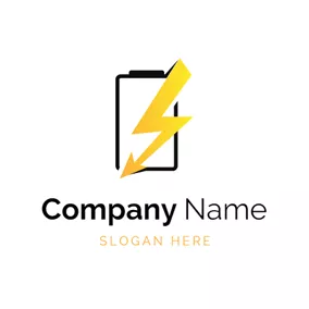 Battery Logo Yellow Lightning and Black Battery logo design