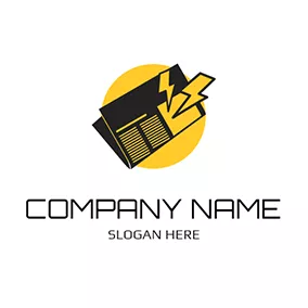 Business & Consulting Logo Yellow Lightning and Black Newspaper logo design