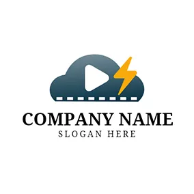 Art - Yellow Lightning  & Blue Video logo design