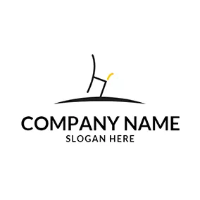 家具ロゴ Yellow Line and Black Chair logo design