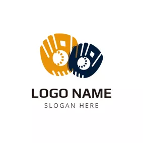 Baseball Logo Yellow Mitt and Baseball logo design