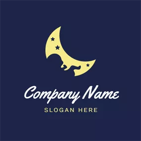 Baby Logo Yellow Moon and Cute Baby logo design