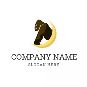 猩猩 Logo Yellow Moon and Gorilla Icon logo design