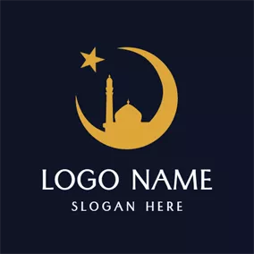Construction Logo Yellow Moon and Star logo design