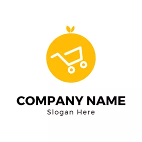 Cart Logo Yellow Orange and White Trolley logo design
