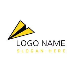 Children & Childcare Logo Yellow Paper Airplane and Arrow logo design