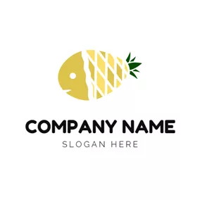 Pineapple Logo Yellow Pineapple and Fish logo design