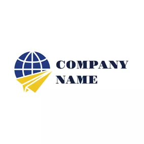 Business & Consulting Logo Yellow Plane and Blue Globe logo design