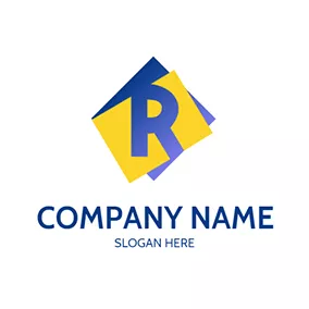 Letter Logo Yellow Rectangle and Blue Letter R logo design