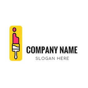 Logótipo Pintura Yellow Rectangle and Paint Brush logo design