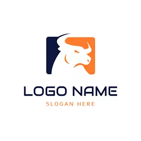 Bull Logo Yellow Rectangle and White Bull logo design