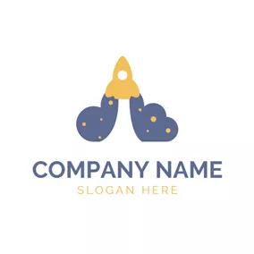 Science & Technology Logo Yellow Rocket and Blue Space logo design