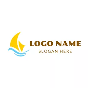 Transportation Logo Yellow Sail and Blue Wave logo design