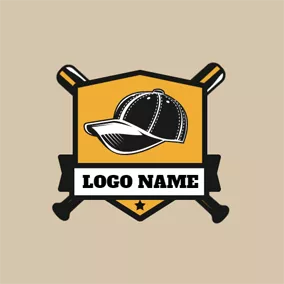 Club Logo Yellow Shield and Baseball Hat logo design