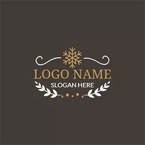 Emblem Logo Yellow Snowflake and White Branch logo design