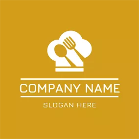 Food & Drink Logo Yellow Spoon and Fork logo design
