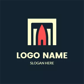 Museum Logo Yellow Square and Abstract Museum logo design